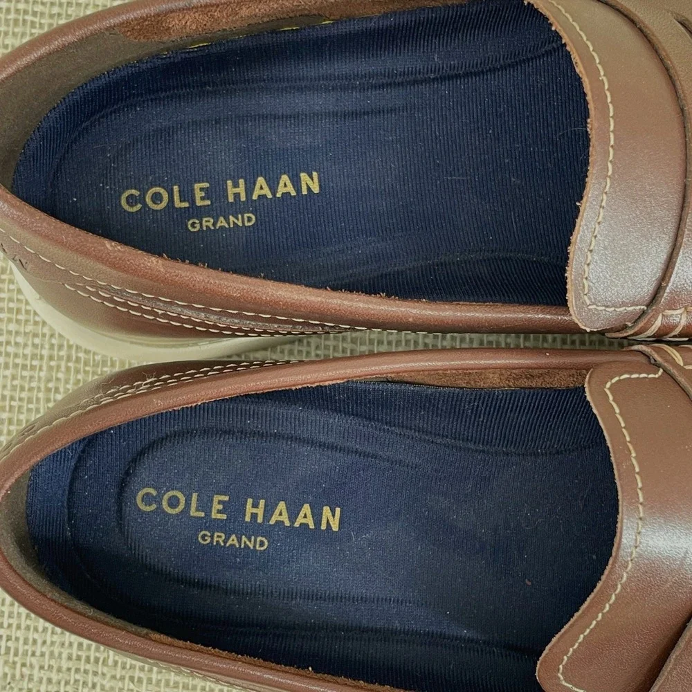 Cole‎ Haan Grand Atlantic Penny Loafers Mens 8.5 Mahogany Brown Leather C33028